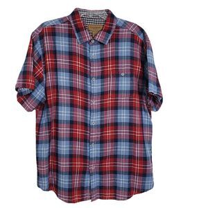 Clearwater Outfitters Mens Shirt Size XL Blue Red Plaid Check Button Up Pocket